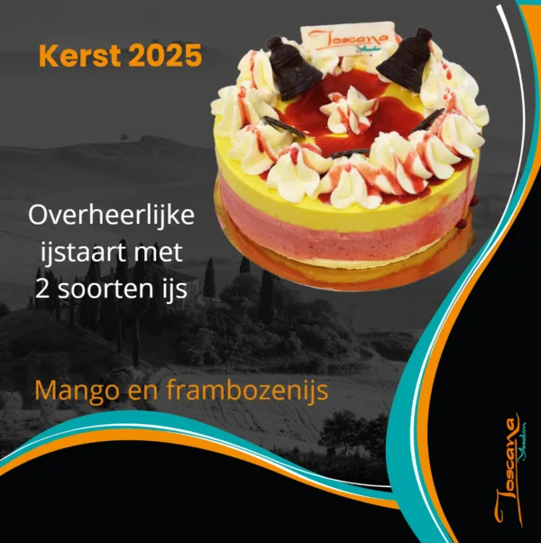 Mango en frambozen ijstaart voor kerst!