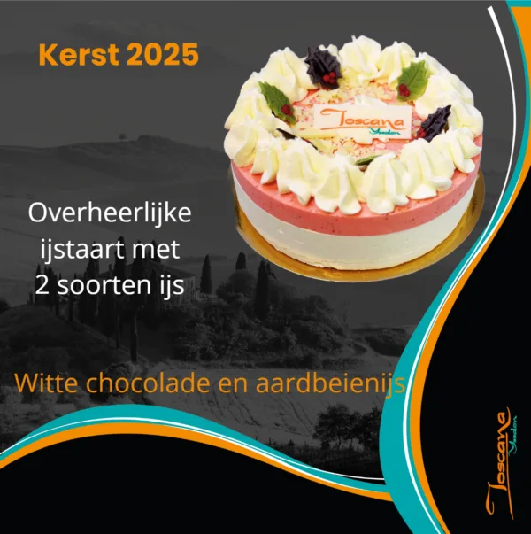 Witte chocolade en aardbeien-ijstaart voor kerst!